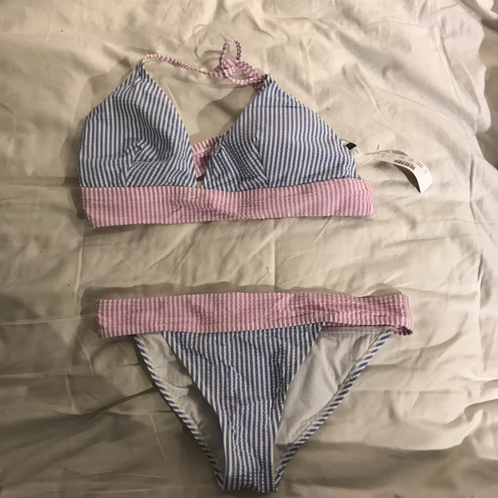 j crew seeesucker bikini set